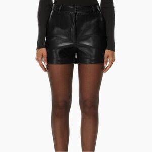 Aritzia Babaton High Waist Black vegan Leather mini Shorts size 00 women pockets